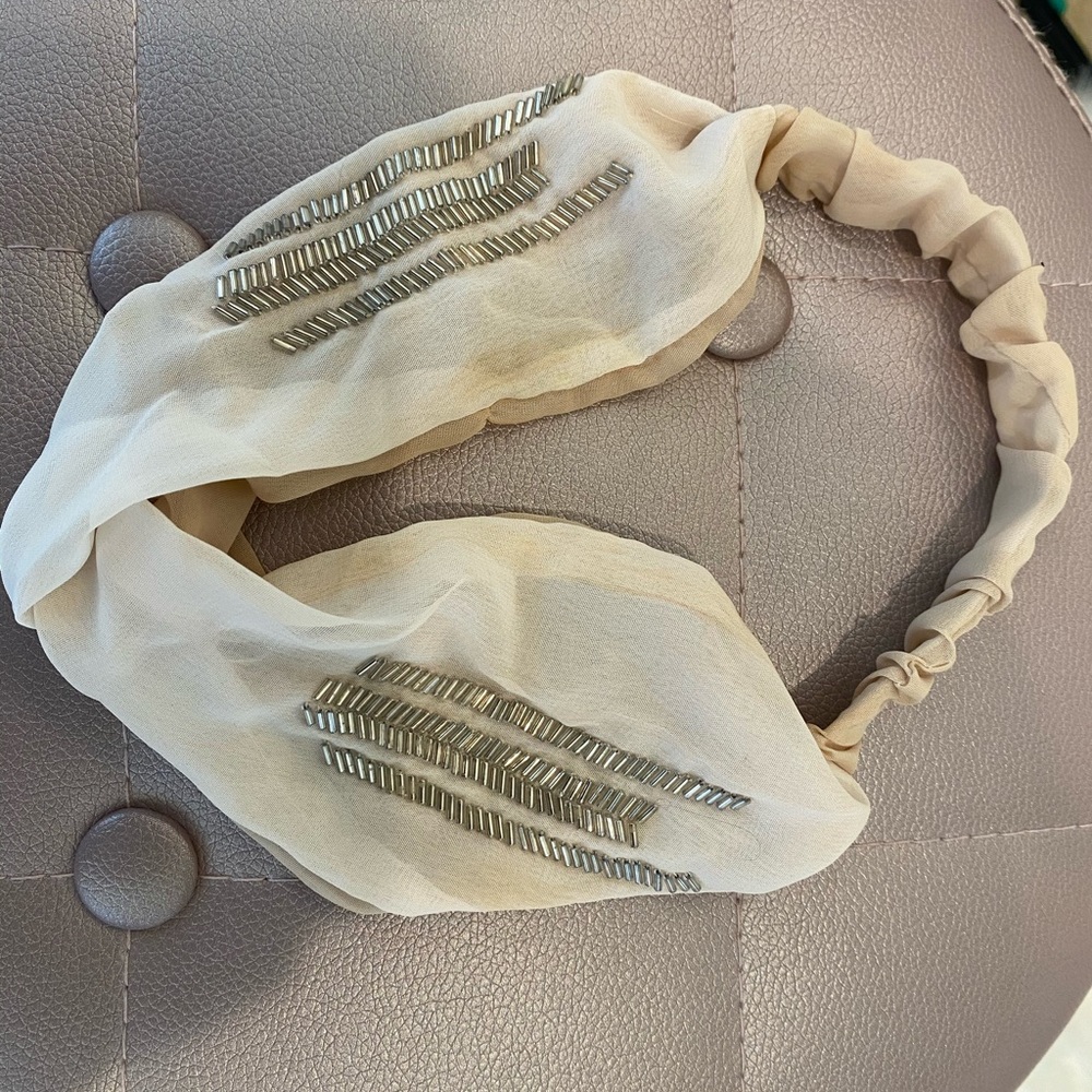 Dual tone Cream turban knot style headband